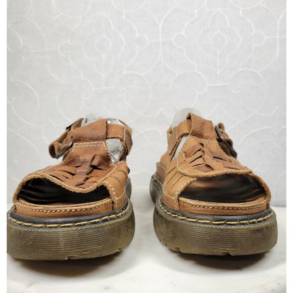 VTG Chunky Fisherman Sandals Mens @10 Brown Platform Soft Leather Open Toe Boho - Picture 10 of 16